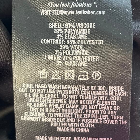 Ted Baker London  Women’s 1 US 4 Jamthun Black Evening Cocktail Dress Gold Zips - Picture 7 of 8